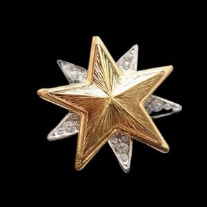 VTG Premier Designs star brooch pendant 90s Gold Silver Pin